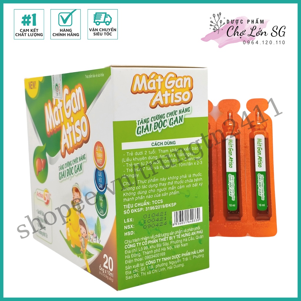 Viên uống tăng cường chức năng gan Mát Gan Atiso 500mg – hộp 20 ống 10ml