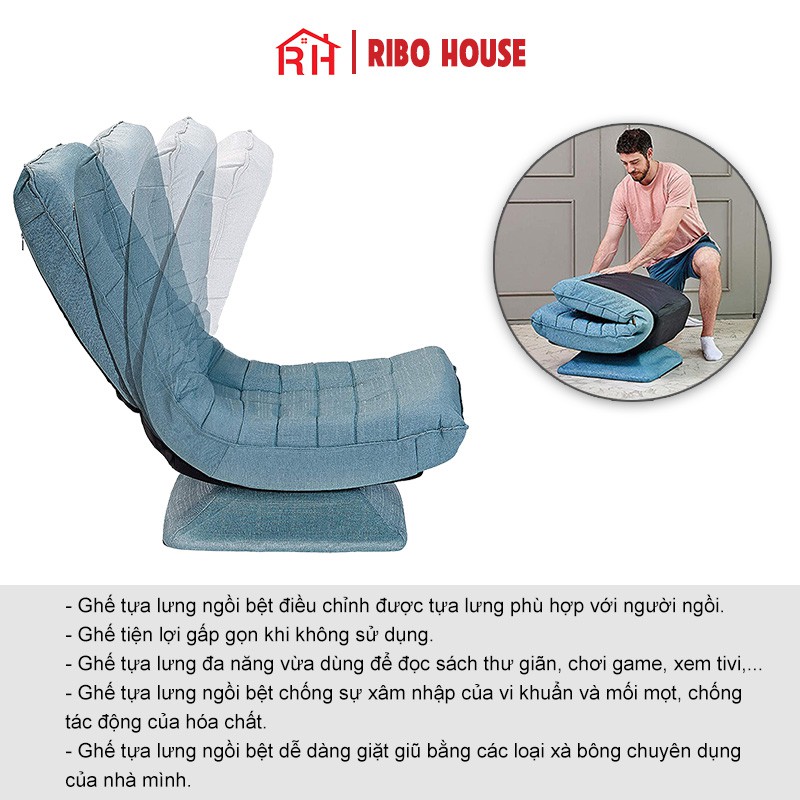 Ghế tựa lưng RIBO HOUSE hình mặt trăng xoay 360 độ, ghế thư giãn đọc sách trang trí phòng ngủ phòng khách cafe RIBO189