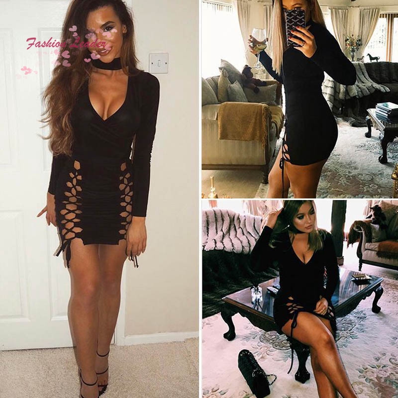 Đầm ôm cổ chữ V tay dài quyến rũ cho nữ | BigBuy360 - bigbuy360.vn