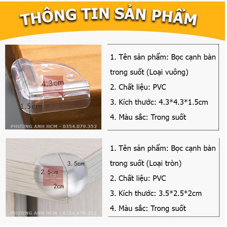Set 4 Miếng Bịt Góc Bàn Silicon An Toàn Cho Bé