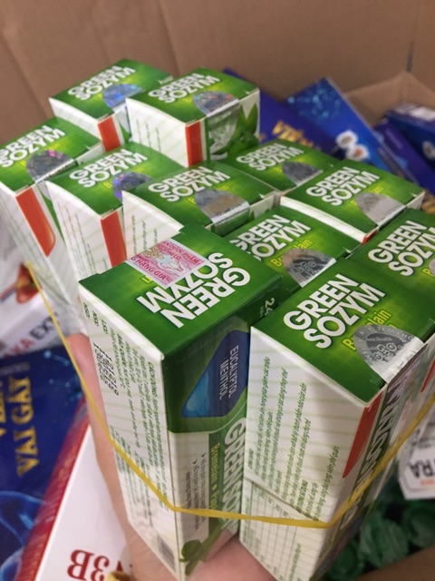 Ngậm giảm rát họng, viêm phế quản Green Sozym. Tuyp 24 viên ngậm | Thế Giới Skin Care