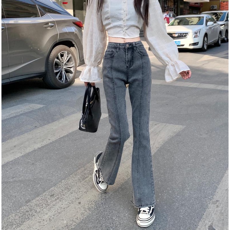 Quần Jean Dài Lưng Cao Dáng Ôm Thời Trang Cá Tính Cho Nữ