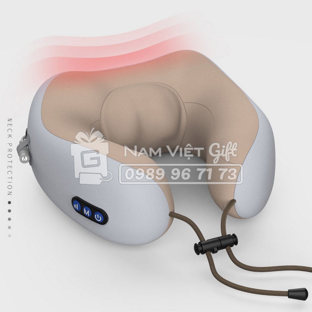 [BH 1 NĂM] Gối Mát Xa Cổ U-Shaped Neck Massage Pillow - Pin Sạc 2000mAh