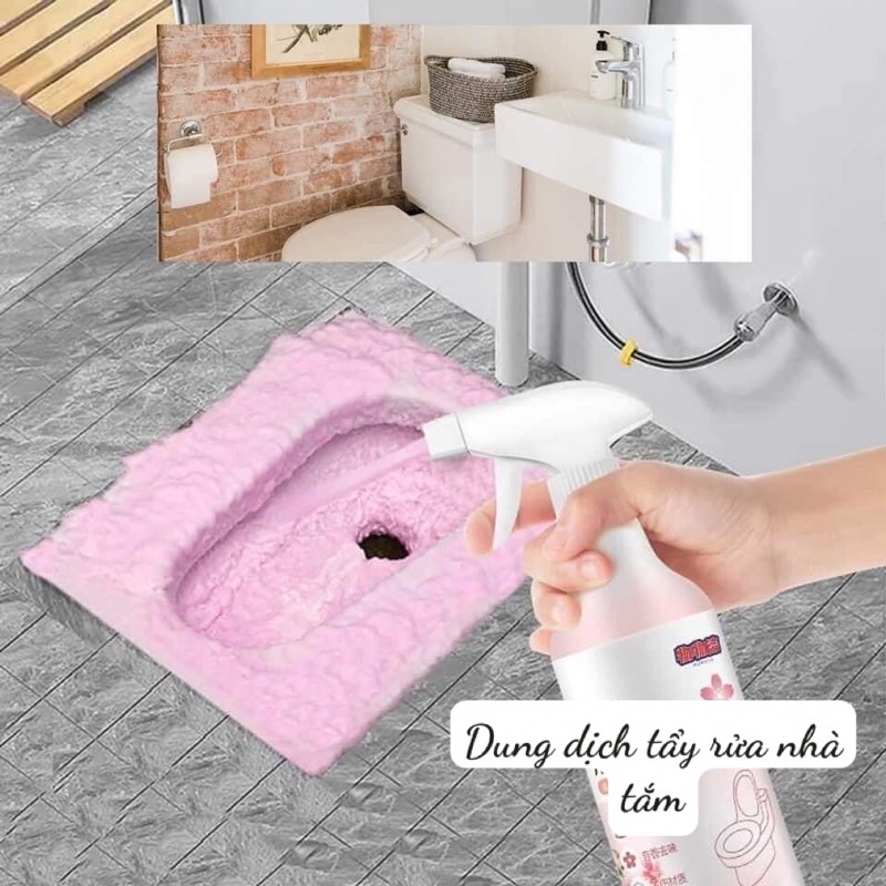Xịt bọt tẩy rửa nhà tắm màu hồng( hương hoa hồng)