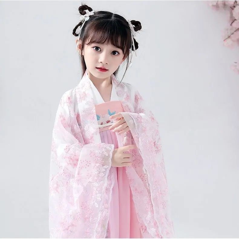 váy trẻ emváy dài◙Trẻ em Trang phục Hanfu Nữ Tiên Phong cách Trung Quốc cổ đại Học sinh tích Áo lót chảy Spring