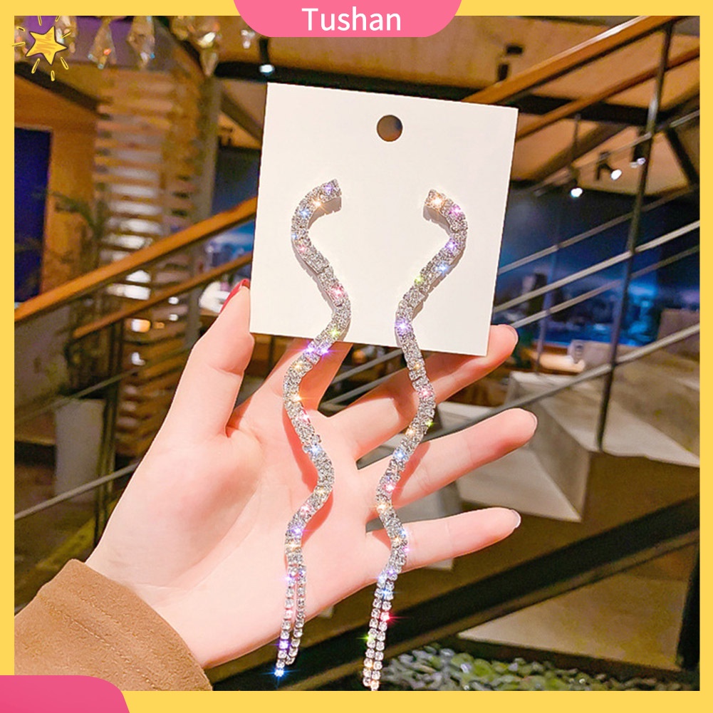 Khuyên tai tua rua dáng dài đính ngọc trai nhân tạo cho nữ TUSH