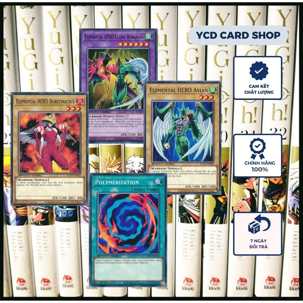 Thẻ bài Yugioh Chính Hãng Set Dung Hợp Elemental HERO Flame Wingman   – Common