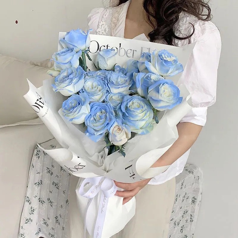 Hoa Hồng Xanh Nhân Tạo Lãng Mạn Dùng Làm Quà Tặng Lễ Tình Nhân