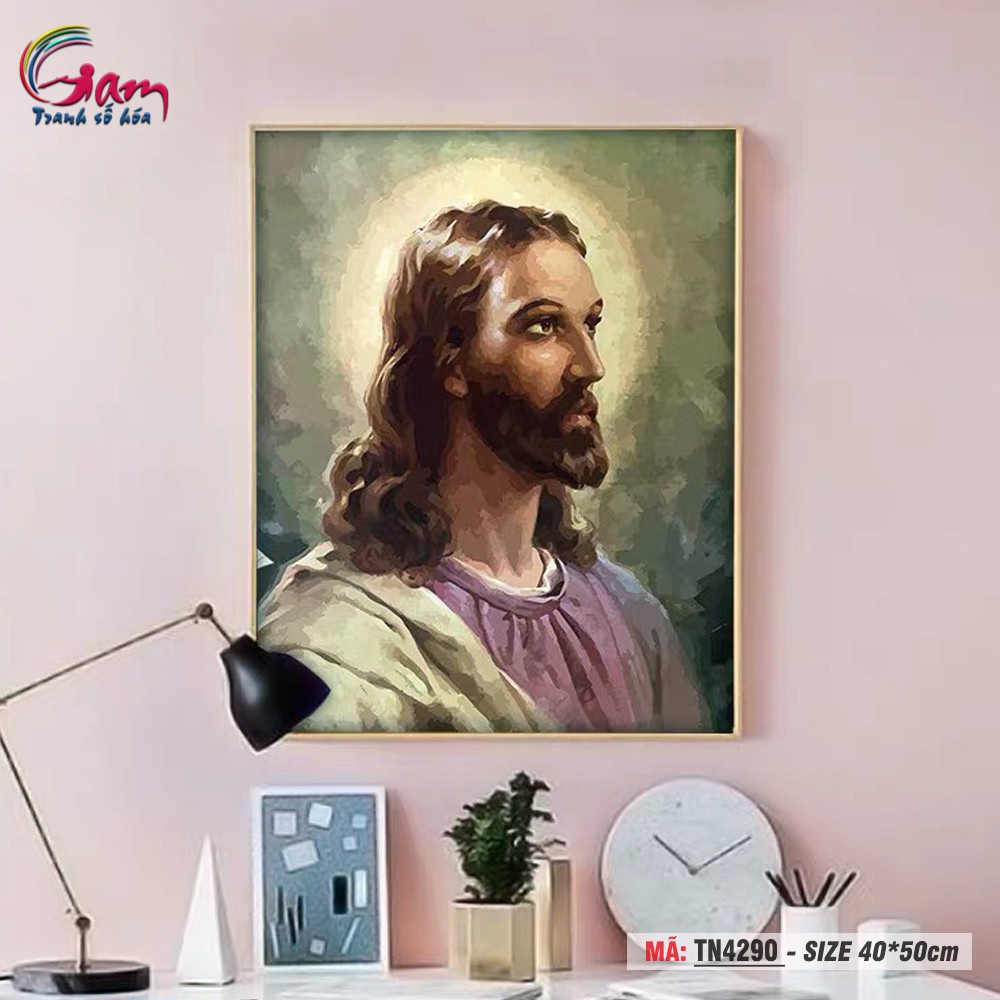 Tranh trang trí tự tô màu theo số Gam tôn giáo Chúa Giê su Jesus TN4290