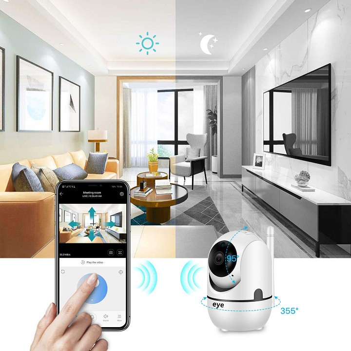 Camera IP WIFI eye chống trộm 1080P Phần mềm C1C (Tùy Chọn Thẻ Nhớ)