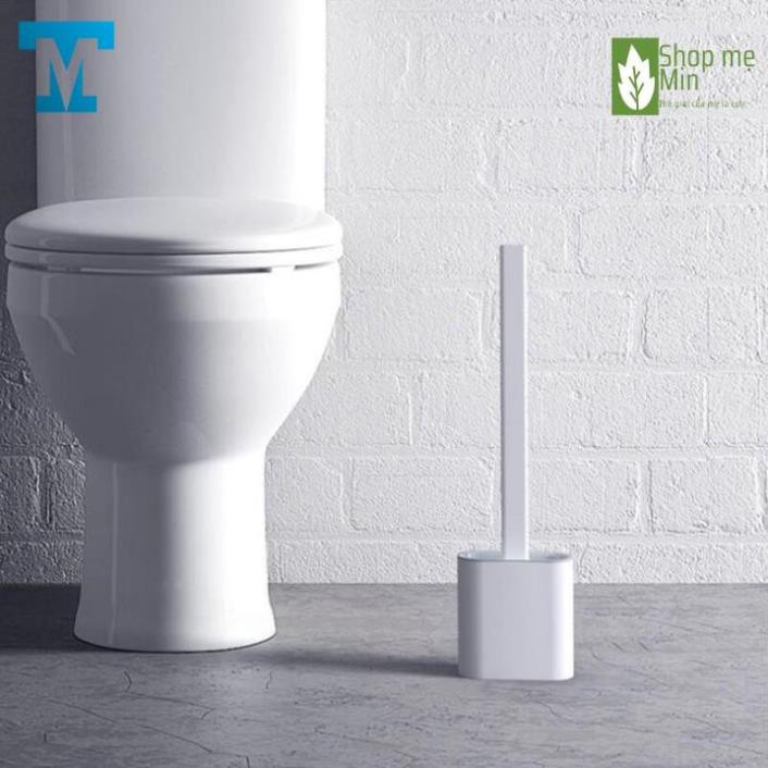 Chổi cọ nhà vệ sinh thông minh, Cây cọ toilet bồn cầu bằng Silicon có giá đựng dán tường - MIN42