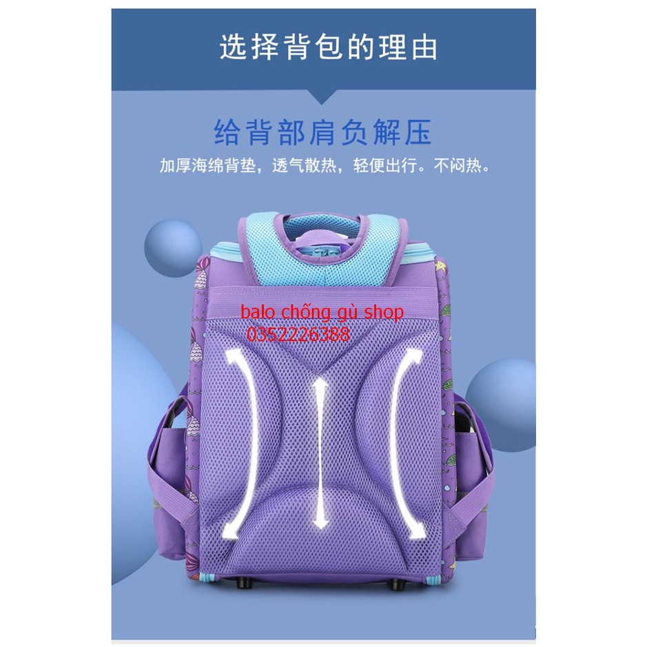 Balo cho bé nam nữ tiểu hoc, Balo chống gù cấp 1 bé trai gái siêu nhẹ, in 3D cao cấp dễ thương