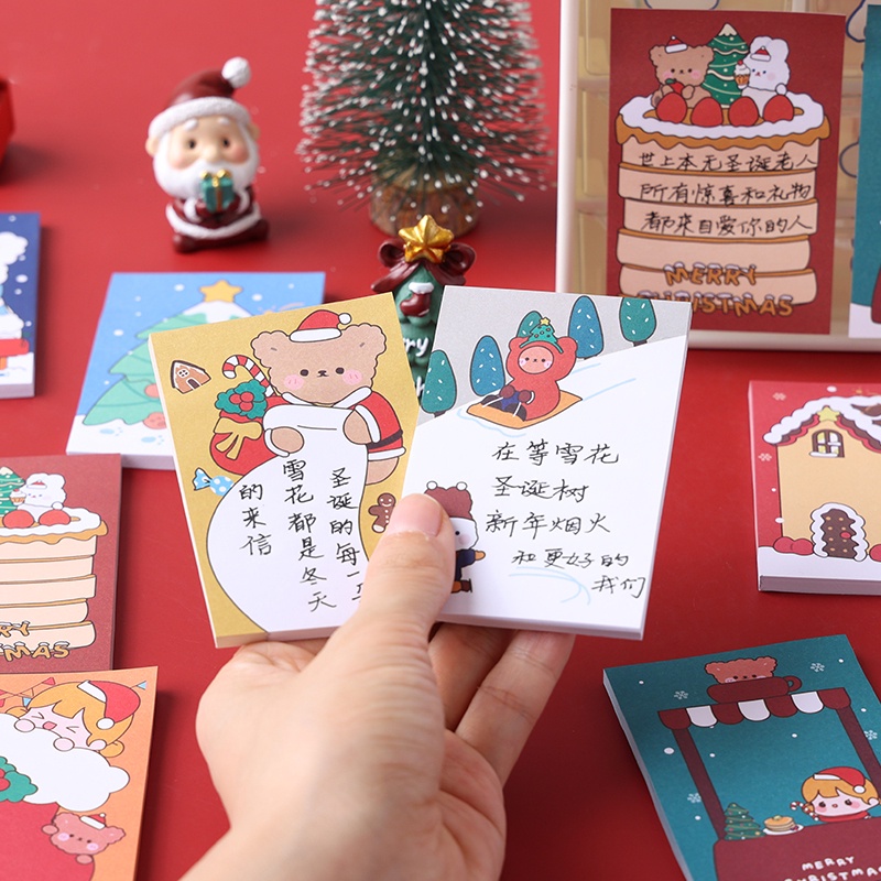 50 Tập giấy ghi chú tự dính cỡ lớn họa tiết hoạt hình Giáng Sinh
