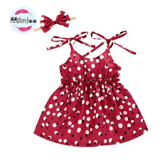 Đầm hai dây MIKRDOO họa tiết chấm bi thời trang cho bé gái 1-5 tuổi