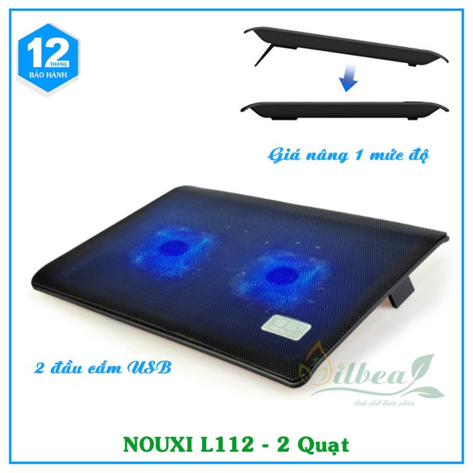 Quạt tản nhiệt,  Đế Tản Nhiệt Laptop Cao Cấp Nuoxi Quạt Mạnh Chạy Êm Tích Hợp Thêm Cổng USB