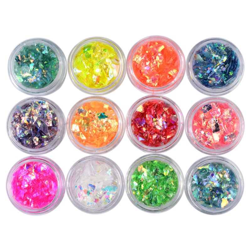 (Hàng Mới Về) Set 12 Hộp Nhãn Dán Móng Tay Màu Sắc Kẹo Ngọt Xinh Xắn