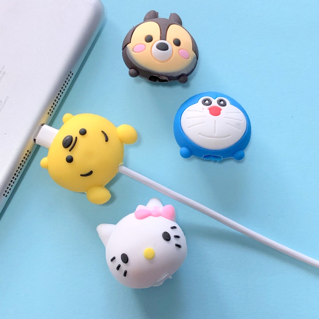 Bảo vệ đầu dây sạc Gấu Vàng/ Sóc Nâu, thú kute bảo vệ dây sạc không bị gãy gập cáp sạt bằng silicone - KLH