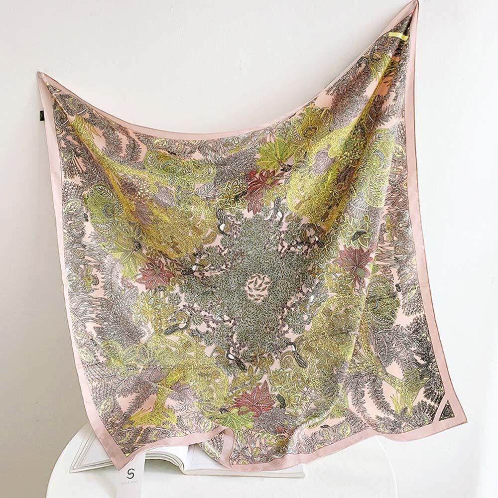 Khăn Quàng Cổ Vuông Cỡ Lớn Bằng Lụa In Họa Tiết Cổ Điển Cho Nữ