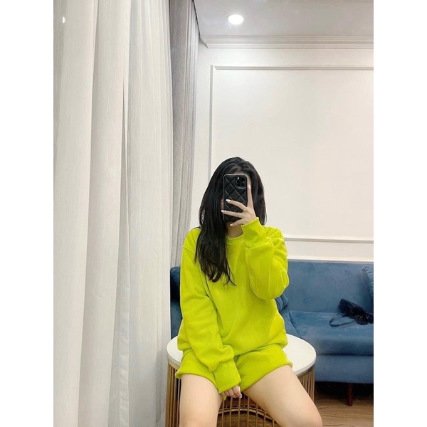 Set bộ nỉ trơn quần short nhiều màu sắc