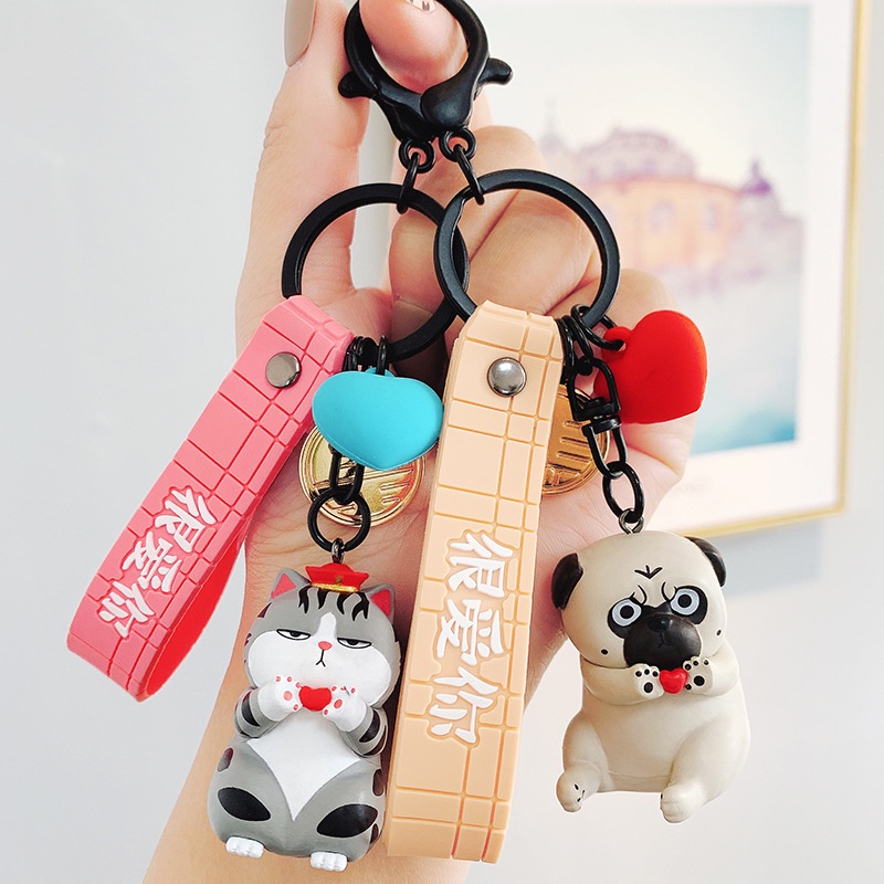 Móc Khóa Hình Chó Mèo Hoạt Hình Đáng Yêu