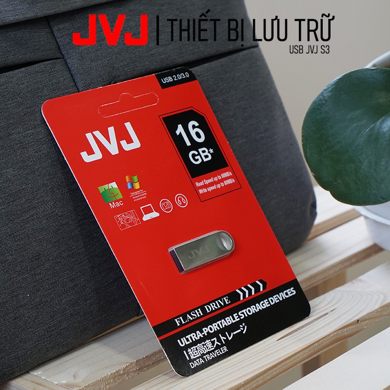 USB 16Gb JVJ S3 siêu nhỏ vỏ kim loại -  tốc độ 25MB/s Vỏ Kim Loại chống nước ổn định Bảo hành 5 năm chính hãng