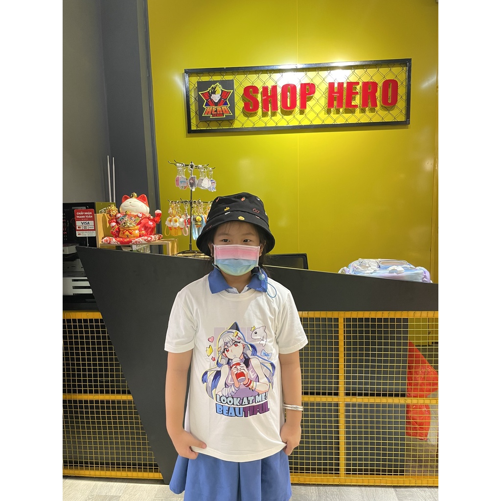 Áo Hero Team đầy đủ nhân vật màu trắng, áo thun hero team chất liệu cotton, co giãn thoáng mát dành cho bé