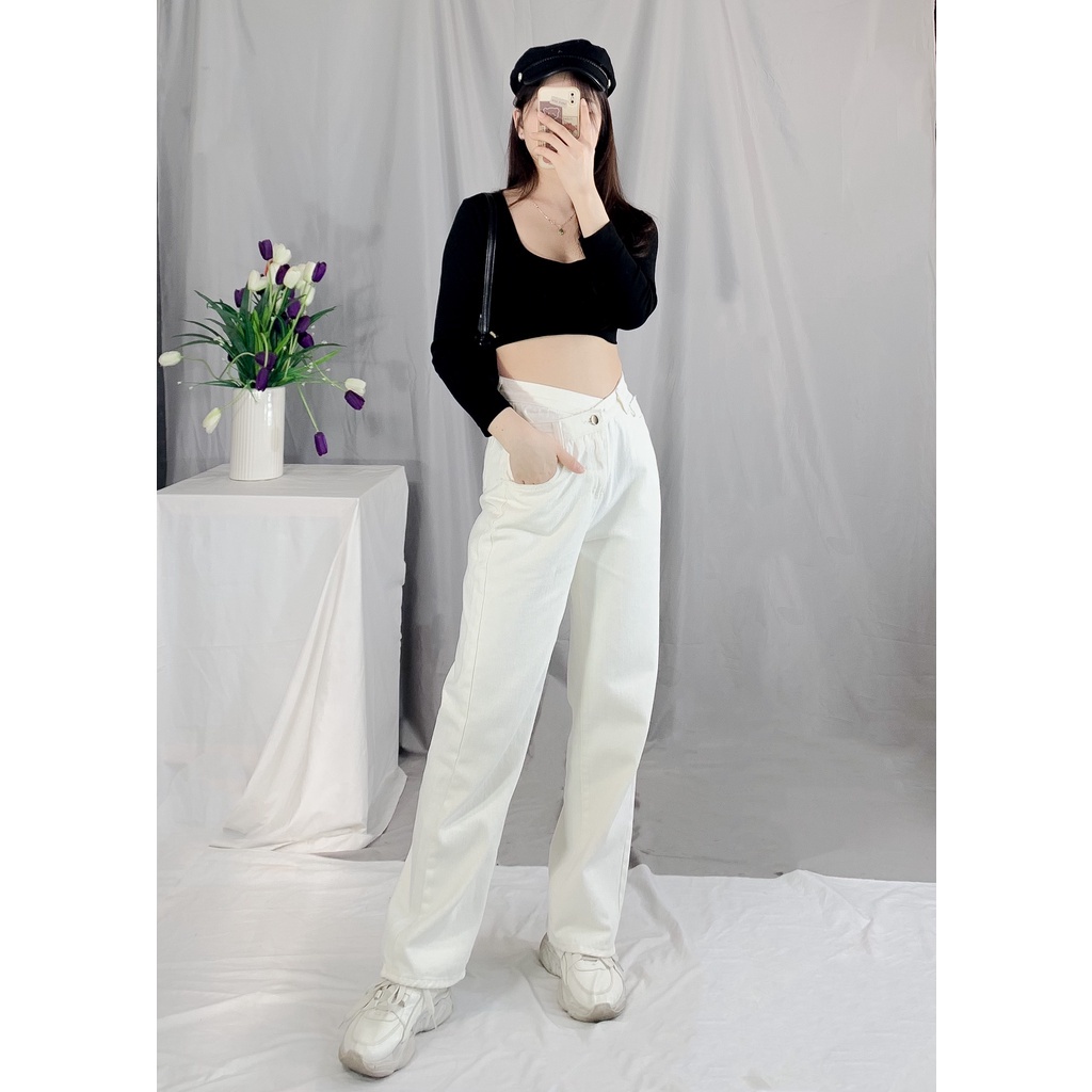 Quần Jeans Ống Rộng Xám - Quần Ống Rộng Nữ Dáng Suông Jeans Lưng Cao Ulzzang  Jeancapcheo