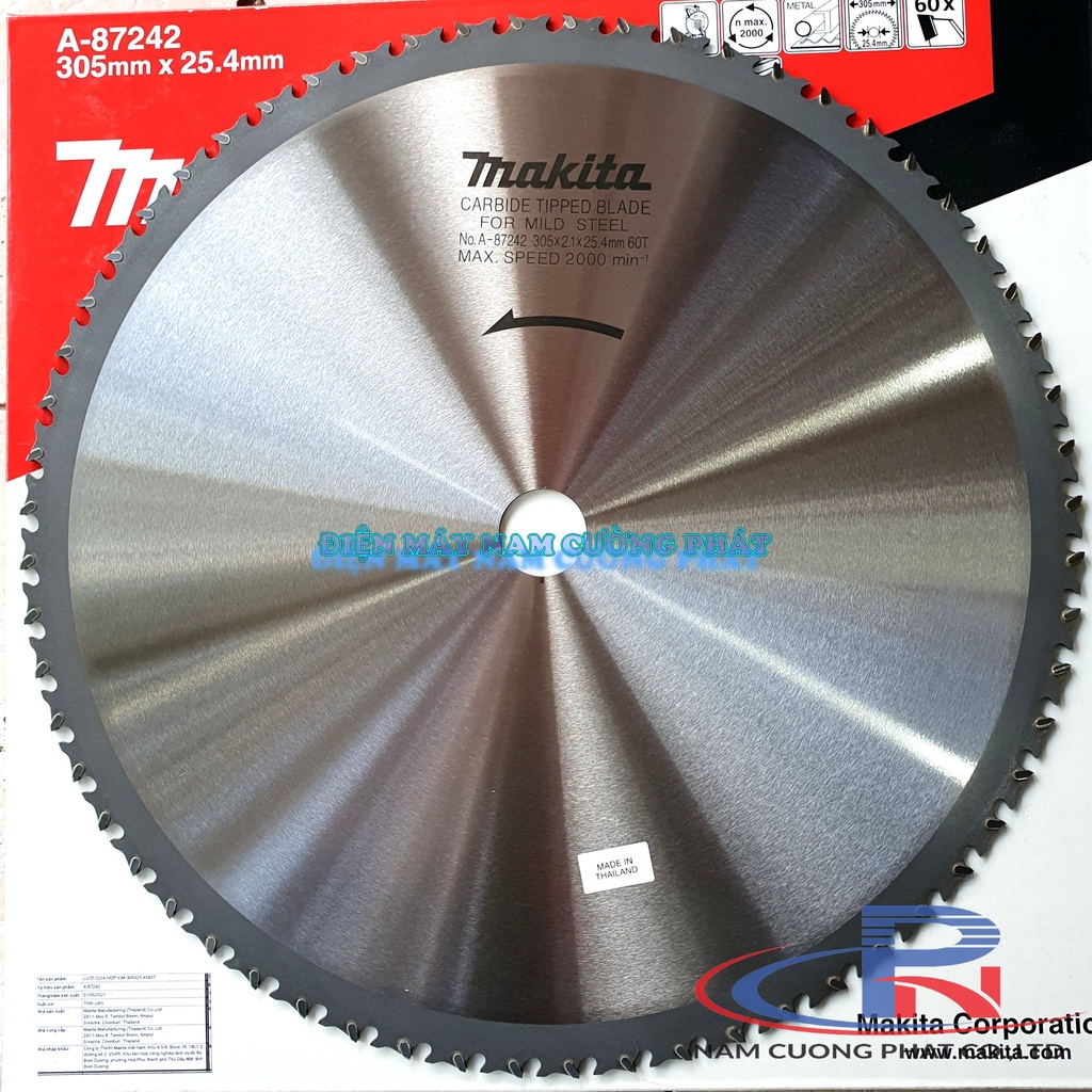Lưỡi cắt sắt hợp kim Makita 305x25.4x60T A-87242- Dùng cho máy cắt LC1230