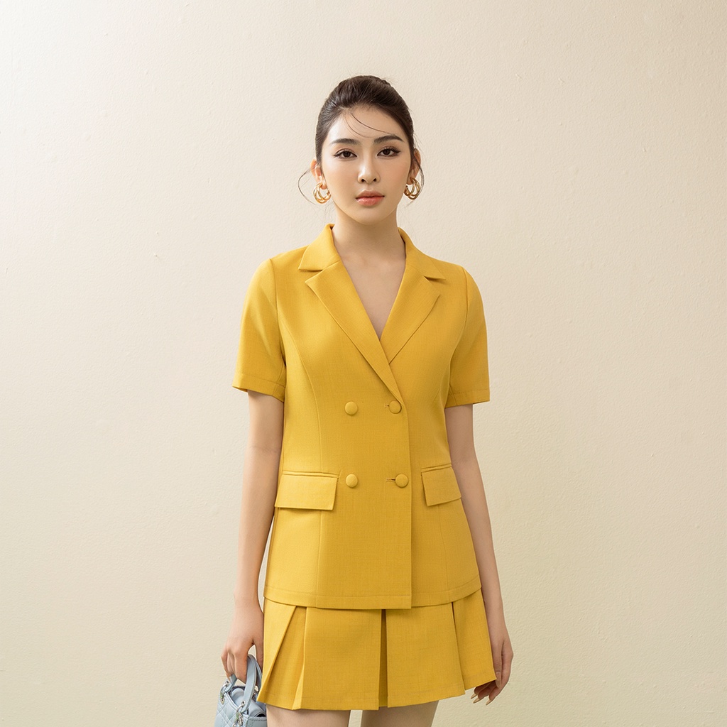 Áo blazer vàng tay cộc bốn cúc BIJIN BOUTIK 23T01-vàng | BigBuy360 - bigbuy360.vn