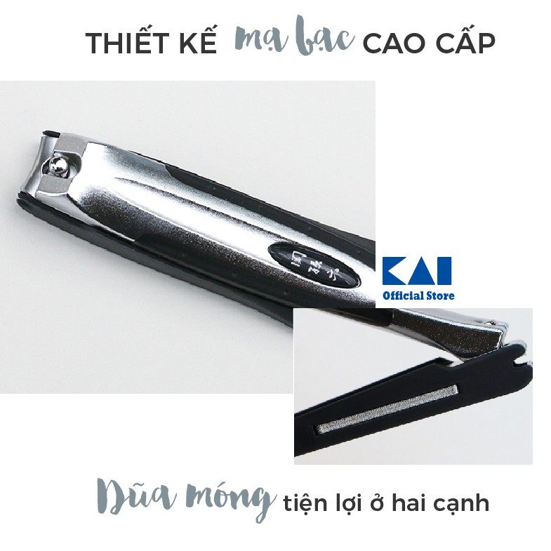 Bấm móng tay Nhật KAI HC1800 mạ bạc sang chảnh - Kèm dũa và đựng móng thừa - BH 12 tháng 1 ĐỔI 1