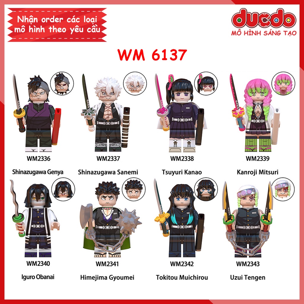 Minifigures nhân vật trong Thanh guơm diệt quỷ Kimetsu No Yaiba - Đồ chơi Lắp ghép Xếp hình Mini Mô hình WM WM6137
