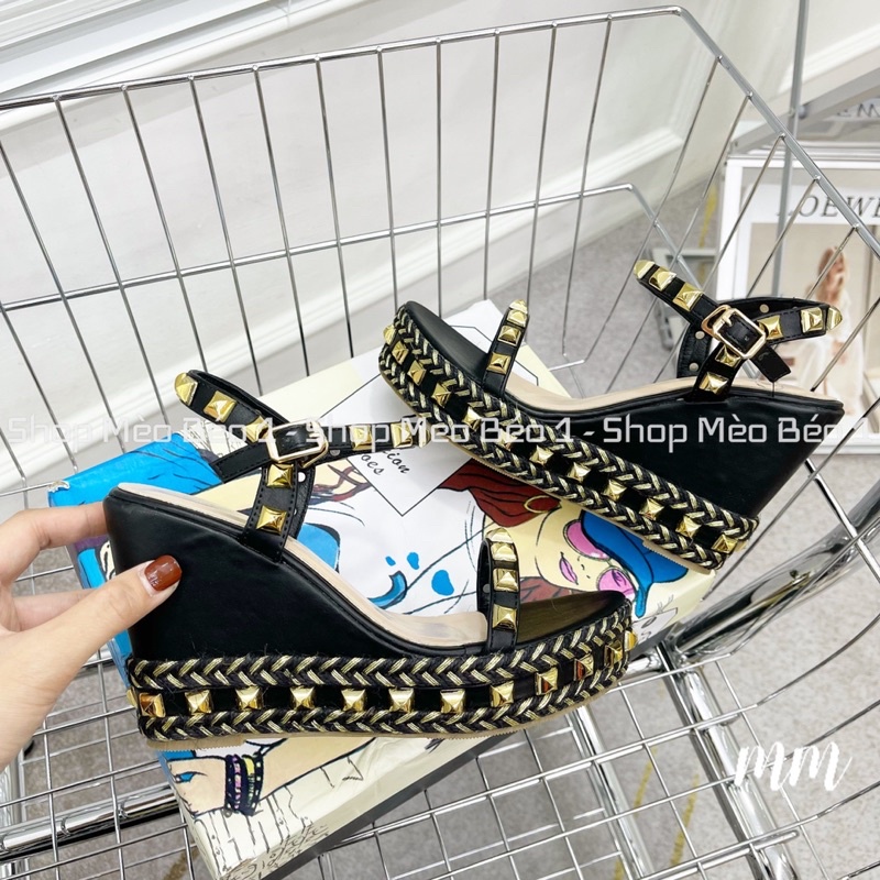 Sandal quai ngang đinh tán đế xuồng viền đinh fullbox hàng quảng châu cao cấp