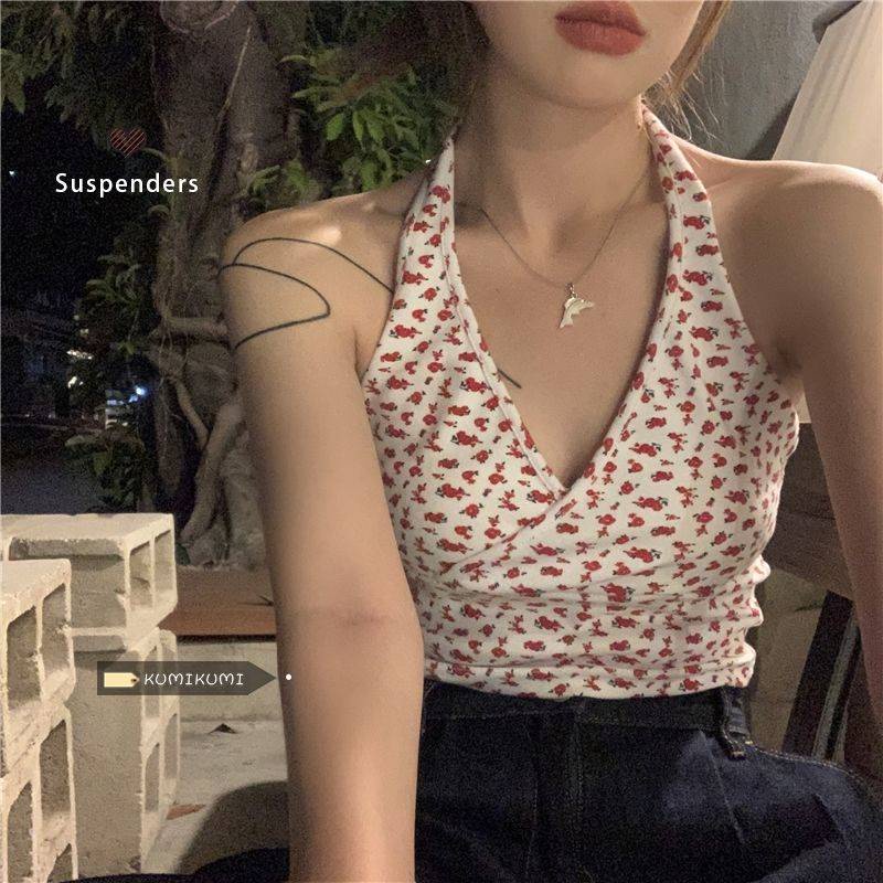 Áo Hai Dây Cổ Chữ V In Họa Tiết Hoa Thời Trang Mùa Hè Quyến Rũ Dành Cho Nữ