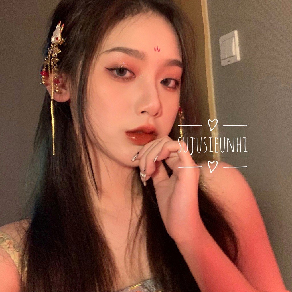 Kẹp tóc cổ phong hình hồ ly/cáo và thỏ đính chuông tua rua thả dài hóa trang cosplay nhật bản