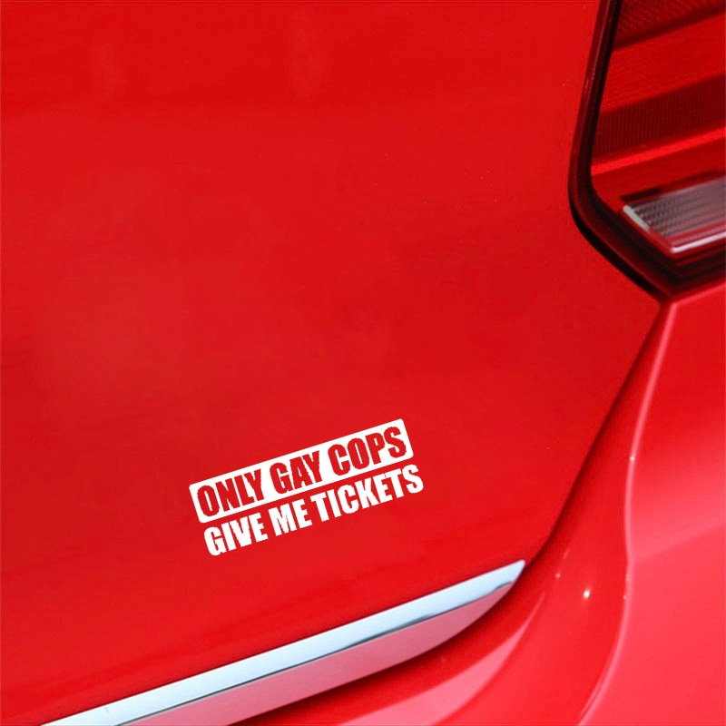 Decal Dán Trang Trí Xe Hơi In Chữ &quot;Only Gay Cops&quot; 14.8cm X 5cm