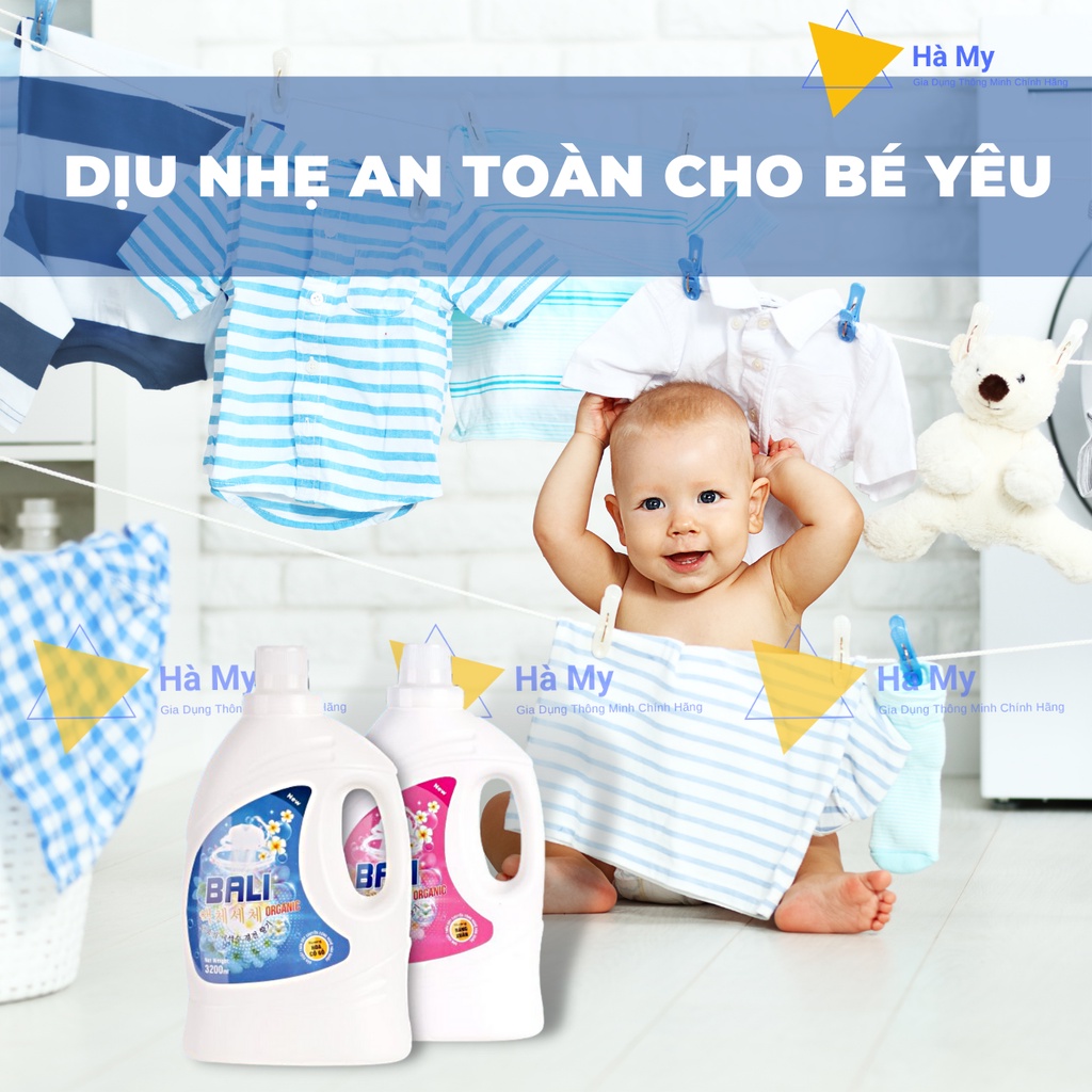 Nước Giặt Xả Bali Organic Cao Cấp Can 3,2L-Hương Thơm Dịu Nhẹ,Quý Phái,Mềm Vải,Có Thể Giặt Cho Máy Giặt Lồng Ngang