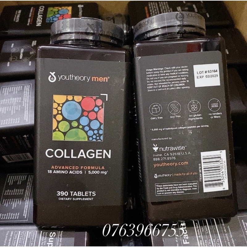 Viên Uống Collagen + Biotin Youtheory 6000mg 390 viên của Mỹ