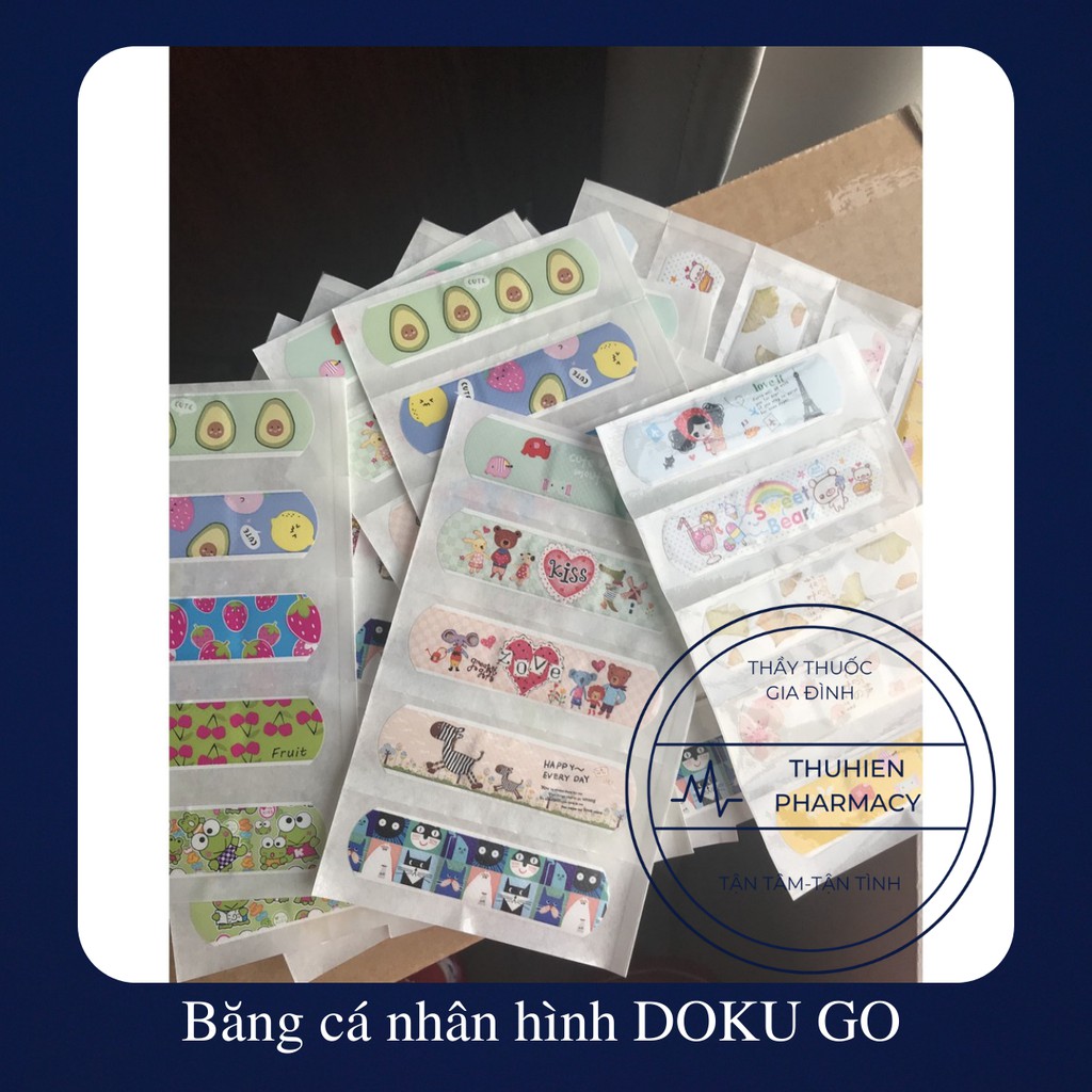 Băng dán cá nhân DOKU GO băng gâu (urgo) hoạt hình, cute dễ thương Hộp 100 miếng