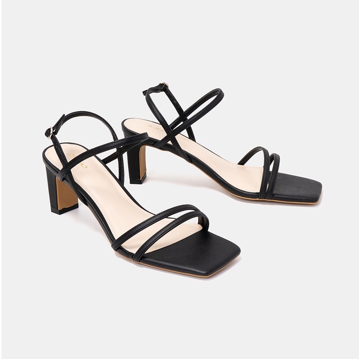 Giày Sandal 7cm Nữ Thời Trang JUNO Mũi Vuông Gót Vuông Quai Mảnh SD07077
