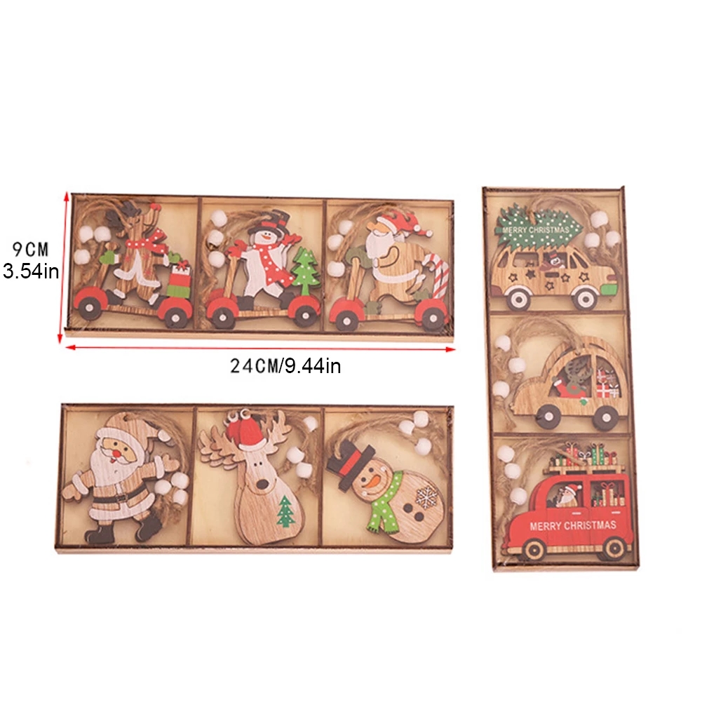 Set 9 Phụ Kiện Gỗ Treo Trang Trí Cây Thông Giáng Sinh