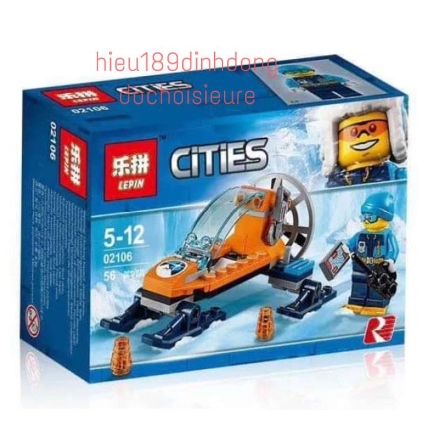 Lắp ráp xếp hình non Lego City 60190 lepin 02106 : Xe trượt tuyết bắc cực 56 mảnh