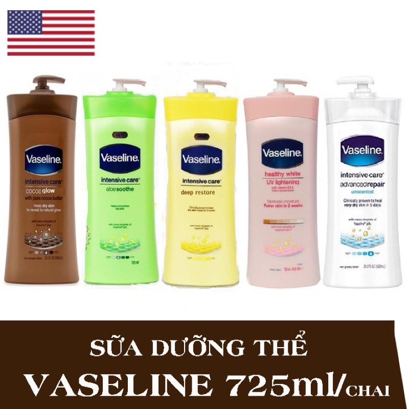 [CÓ HÀNG LẠI] Sữa dưỡng thể Vaseline Healthy White UV Lightening 725ml