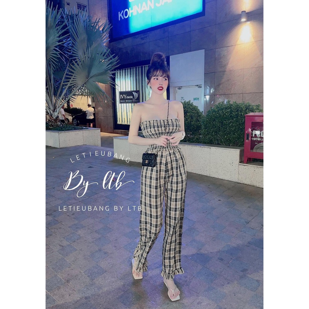 Set Kẻ Chun Ngực Mix Quần Suông | BigBuy360 - bigbuy360.vn