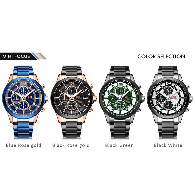 Mini FOCUS Đồng Hồ Đeo Tay Bằng Thép Không Gỉ Chống Thấm Nước Đa Năng Dành Cho Nam