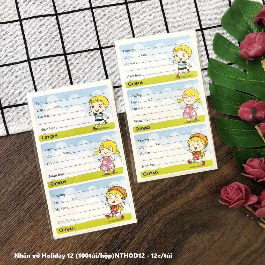 Nhãn vở Campus 15 mẫu học sinh cùng bé đến trường - đa dạng lựa chọn- tại văn phòng phẩm Diệp Lạc