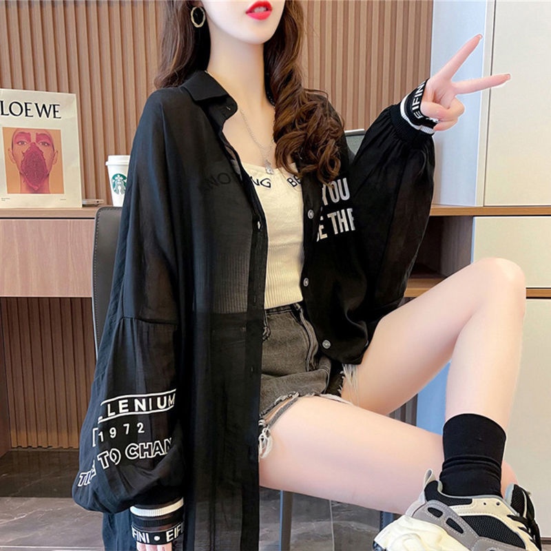 Áo Khoác Cardigan Chống Nắng Tay Dài Dáng Rộng Phong Cách Hàn Quốc Thời Trang Mùa Hè 2021 Cho Nữ