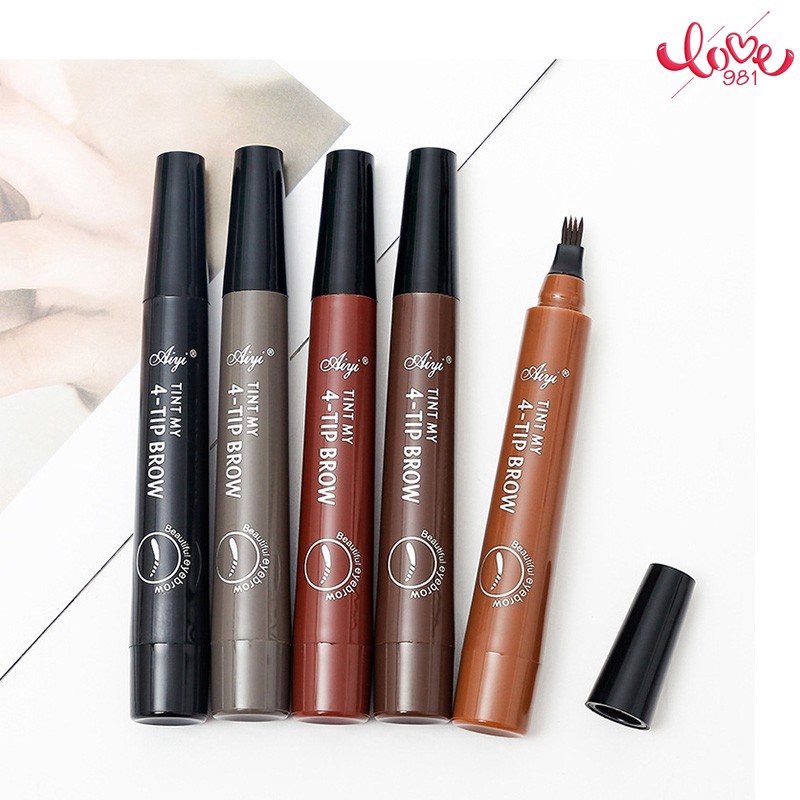 [Hàng mới về] Bút Chì Kẻ Lông Mày Dạng Lỏng Phẩy Sợi 4 Nhánh Kháng Nước Có 5 Màu
