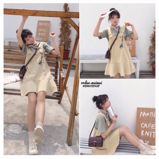 Váy yếm hoa hồng