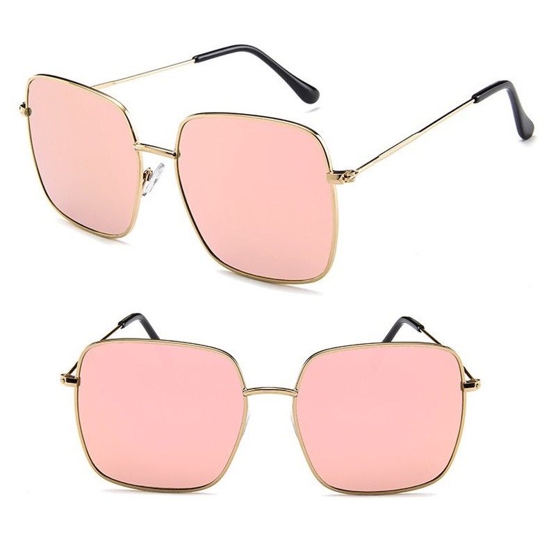 Kính râm gọng vuông đa giác bằng kim loại phong cách vintage