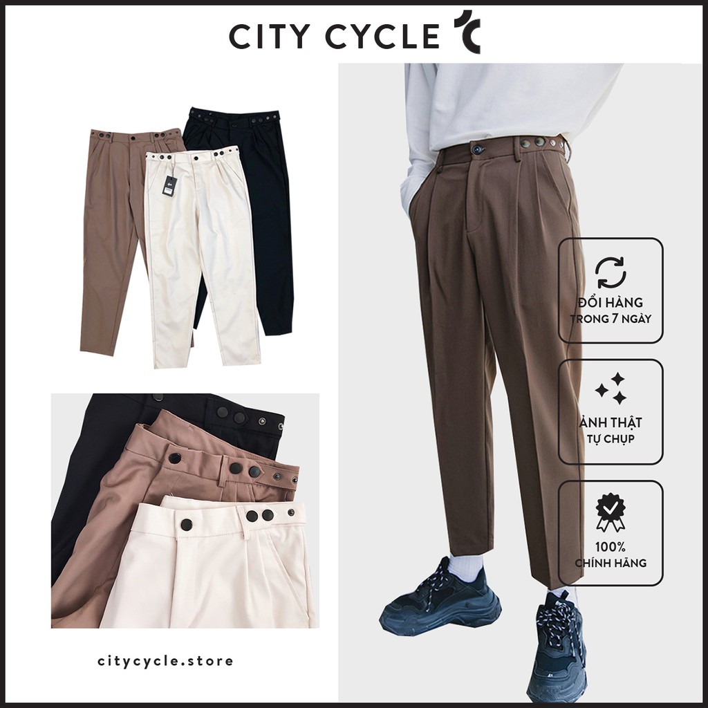 Quần baggy kaki Button City Cycle - Quần kaki nam điều chỉnh cạp quần Unisex ống rộng Local Brand